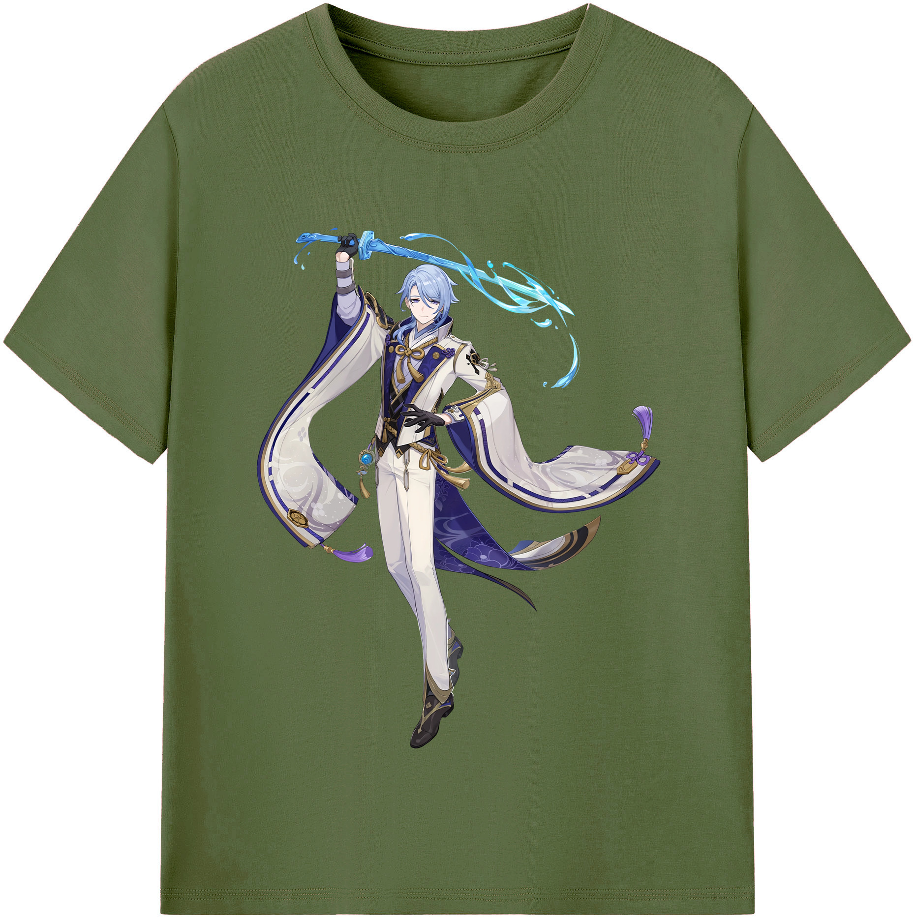 げんし神 神里綾人 かみさとあやと genshin Kamisato Ayato 綿100％半袖Tシャツ（フロントプリント）